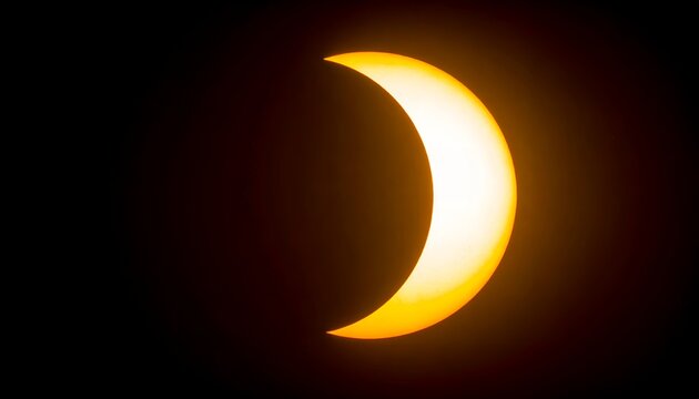 A captivating photograph showcasing a partial solar eclipse with a vibrant crescent of sunlight against a dark, celestial backdrop, creating a dramatic visual.