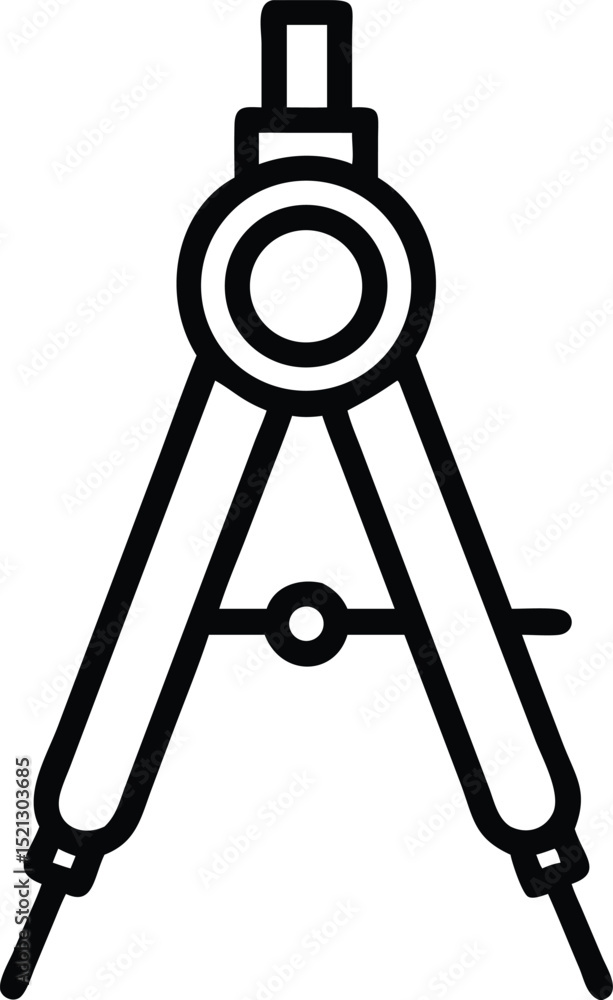 Poster drawing compass illustration for geometry and architecture design tool for circle creation tool