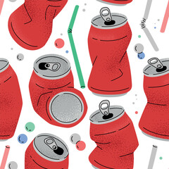 Red Crumpled Soda Cans Pattern