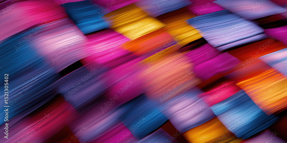 Poster a colorful, abstract painting with a lot of different colors and patterns. the painting is full of e