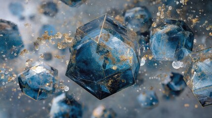 Abstract artwork depicting CO2 molecules in a geometric style, ideal for environmental and scientific themes.