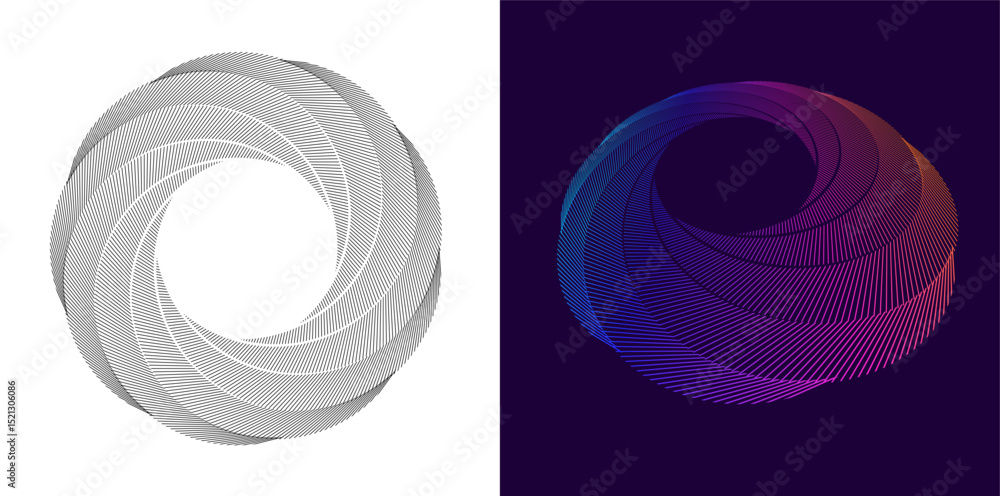Poster dynamic spiral line art background — futuristic abstract circular geometry for tech branding, ui des