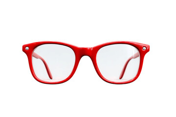 Fototapeta premium Stylish Red Rectangular Frame Eyeglasses for Everyday Use isolated on transparent background