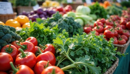 Fresh vegetables at vibrant farmers market