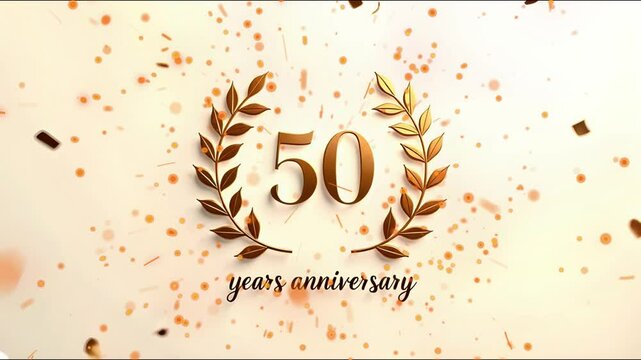 Classic 50 Years Anniversary Wreath &ndash; Elegant Golden Leaf Design for Celebrating a Timeless Golden Jubilee.