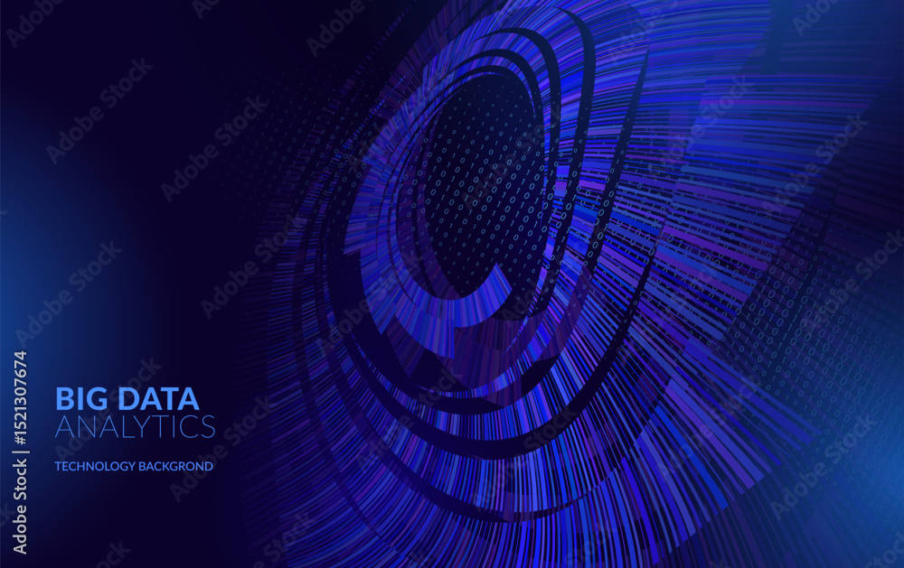 Poster big data data centre technology background – futuristic digital network, cloud computing. color dots