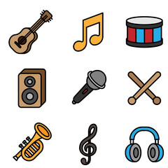 Vector illustration of Musical Instrument theme icons in solid line style