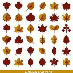 Obraz premium Autumn Leaf Pack Prompt: A collection of various stylized autumn leaves in shades of brown, gold, and red, forming a decorative pattern on a white background.