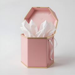 Elegant Pink Gift Box with White Tissue Paper