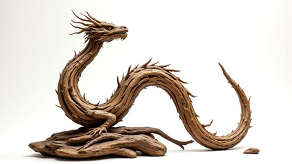 Obraz premium Detailed Wooden Dragon Sculpture on Display with Intricate Design