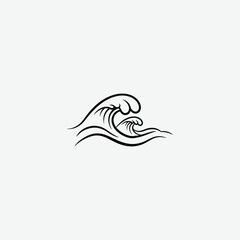 Ocean Wave Silhouette Vector Art – Minimalist Sea Wave Design for Logos, Prints & Coastal Themes
