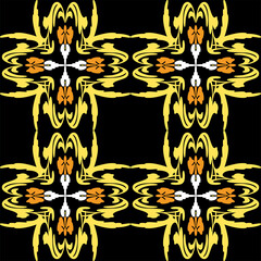 Black and white abstract background with a vintage floral skull and ornate tribal wing seamless pattern vector illustration