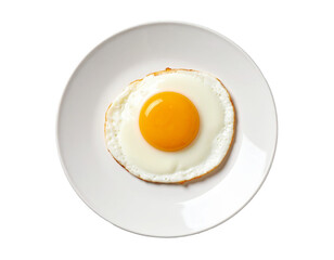 Fried eggs on plate, top view isolated on transparent background