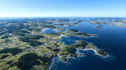 Fototapeta premium Aerial View Of Coastal Islands And Green Land