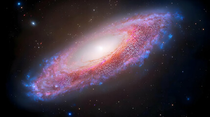 Colorful Spiral Galaxy In Deep Space