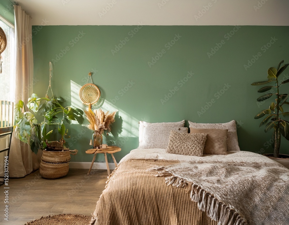 Poster bohemian bedroom design boho bedroom with sunlit sage walls layered textiles and modern rustic mix c