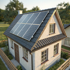 Green Energy Home Design with Rooftop Solar Setup