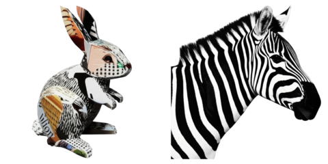 PNG Collage of a Rabbit and Zebra