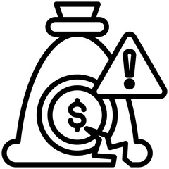 Insolvency  icon for bankruptcy , website, application, printing, document, poster design, etc