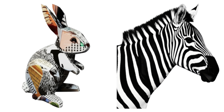 PNG Collage of a Rabbit and Zebra