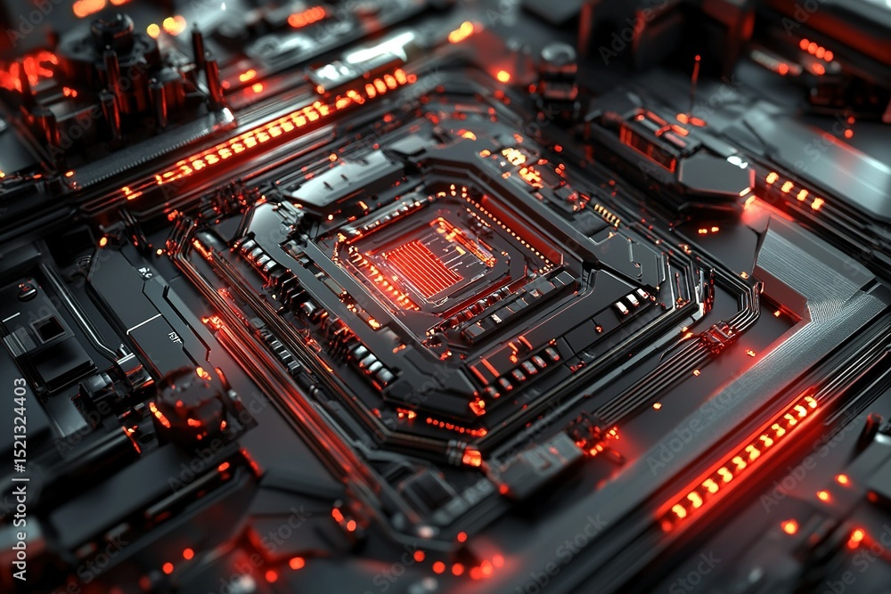Fototapete artificial intelligence. composition on the subject of future technologies. 3d rendered graphics