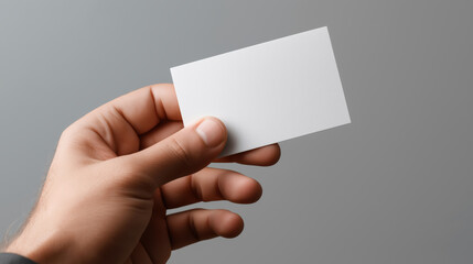 Fototapeta premium Minimalist Hand Holding Blank Business Card for Professional Branding