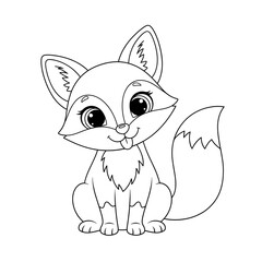 Cute Cartoon Fox Coloring Page