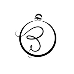 Embroidery frame, thread, continuous single line art drawing sketch, logo