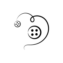 Tailoring, atelier, fashion, button, continuous single line art drawing sketch, logo