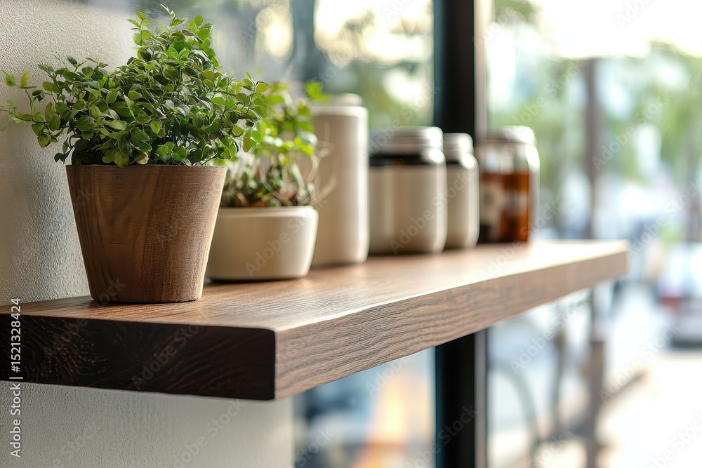 Poster blurred indoor setting featuring a wooden table top and soft bokeh for product display in an abstrac