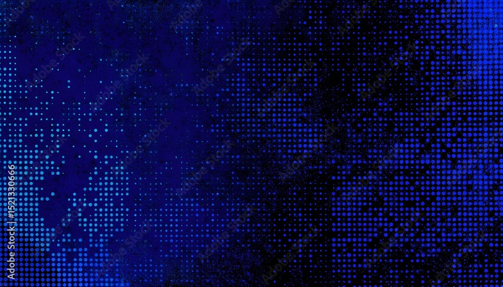Poster abstract halftone pattern in deep blue tones.