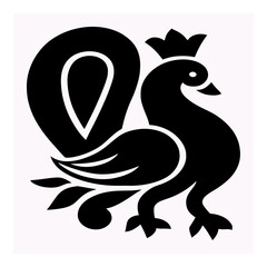 Stylized Peacock Logo Vector