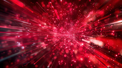Naklejka premium 赤い光の粒子とスピード感ある背景