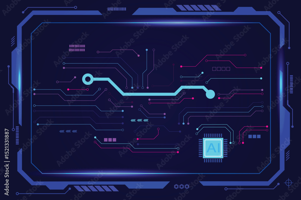 Poster generative ai. abstract futuristic circuit board illustration, circuit board pattern for technology 