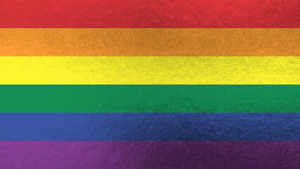 Rainbow flag background on metallic foil for LGBT, LGBTQ+, LGBTQIA+, Gay pride month, lesbian, bisexual, and transgender people human rights social equality movements in June