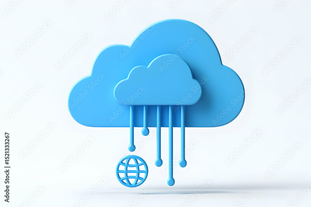 Poster abstract 3d cloud computing global network concept