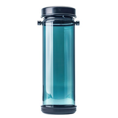 Sleek, modern glass container with transparent blue body and dark lid, perfect for showcasing beverages or decorative items. Its minimalist design adds elegance to any setting