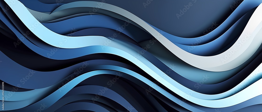 Poster abstract blue wavy layers background with depth and dimension modern and minimalist design for creat