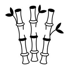 A doodle style icon of bamboo sticks
