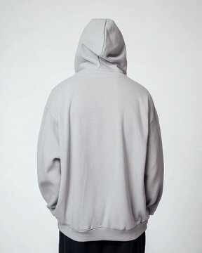 Light Grey Hoodie - Casual Backside View of a Plain T-Shirt in Soft Cotton Fabric for Everyday Fashion