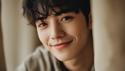 Captivating portrait of a young man indoor setting personal photography natural light close-up view emotional expression