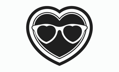 Heart sunglasses icon, black eyewear vector, love shape glasses, minimal sunglasses silhouette, fashion icon design