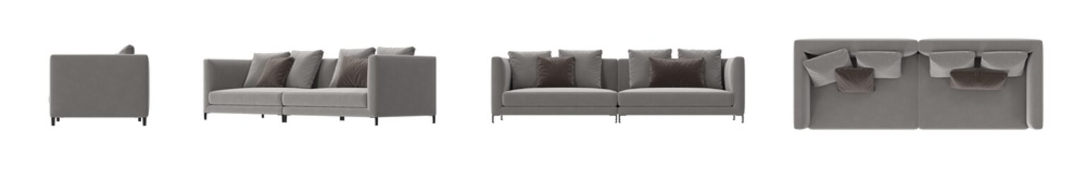 gray sofa with pillows