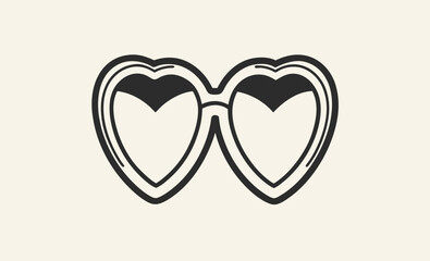 Heart sunglasses icon, black eyewear vector, love shape glasses, minimal sunglasses silhouette, fashion icon design