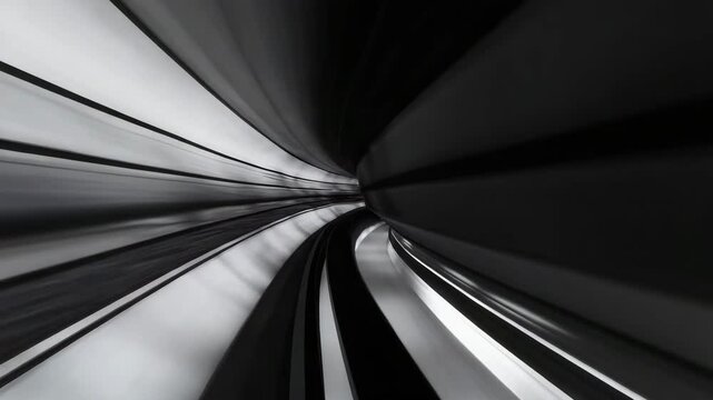 Abstract Black and White Twisting Tunnel Design