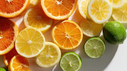 Fototapeta premium Vibrant Citrus Fruit Slices Oranges Lemons Limes