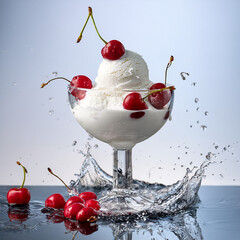 Coppa di gelato con ciliegie 