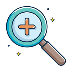 Obraz premium A magnifying glass pointing right with a plus sign, symbolizing zoom in, detail, and enhanced viewing.
