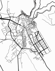 Minimalist white map of Cuenca, Spain – A modern map print highlighting infrastructure of the city, useful for tourism purposes
