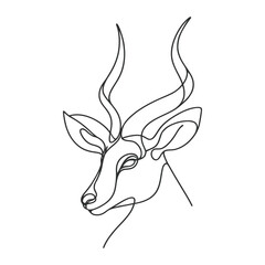 Antelope head minimalist drawing. Continuous line art. Vector illustration.